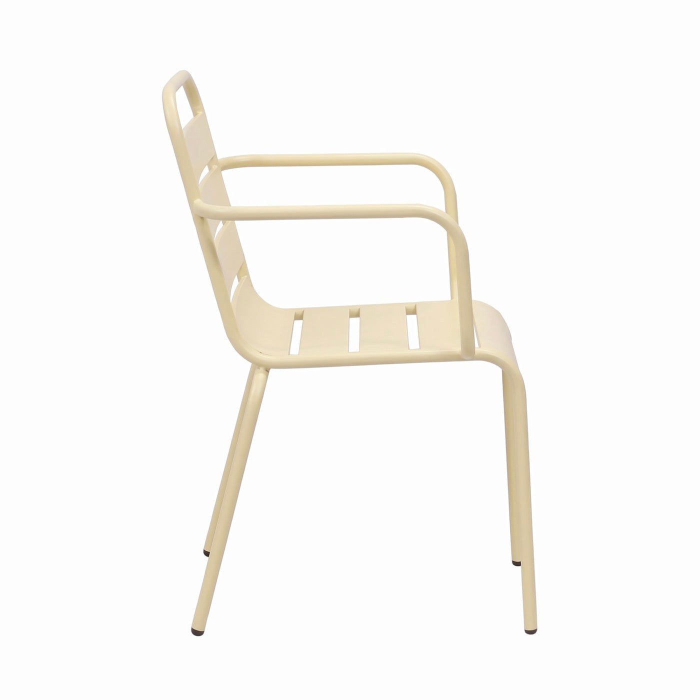 Baca - Garden Table Set + 4 Metal Armchairs - Cream