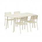 Baca - Table De Jardin + 4 Fauteuils Empilables En Métal - Beige