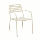 Baca - Table De Jardin + 4 Fauteuils Empilables En Métal - Beige