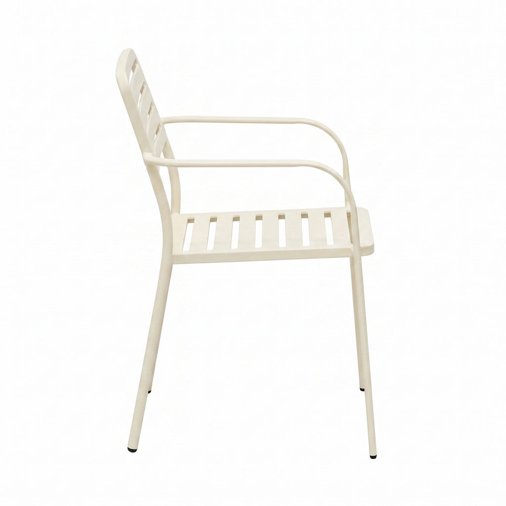 Baca - Table De Jardin + 4 Fauteuils Empilables En Métal - Beige