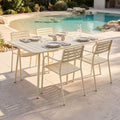 Baca - Table De Jardin + 4 Fauteuils Empilables En Métal - Crème