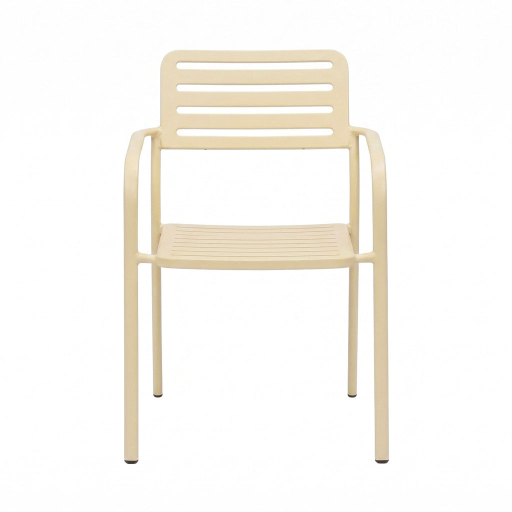 Baca - Table De Jardin + 4 Fauteuils Empilables En Métal - Crème