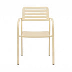 Baca - Table De Jardin + 4 Fauteuils Empilables En Métal - Crème