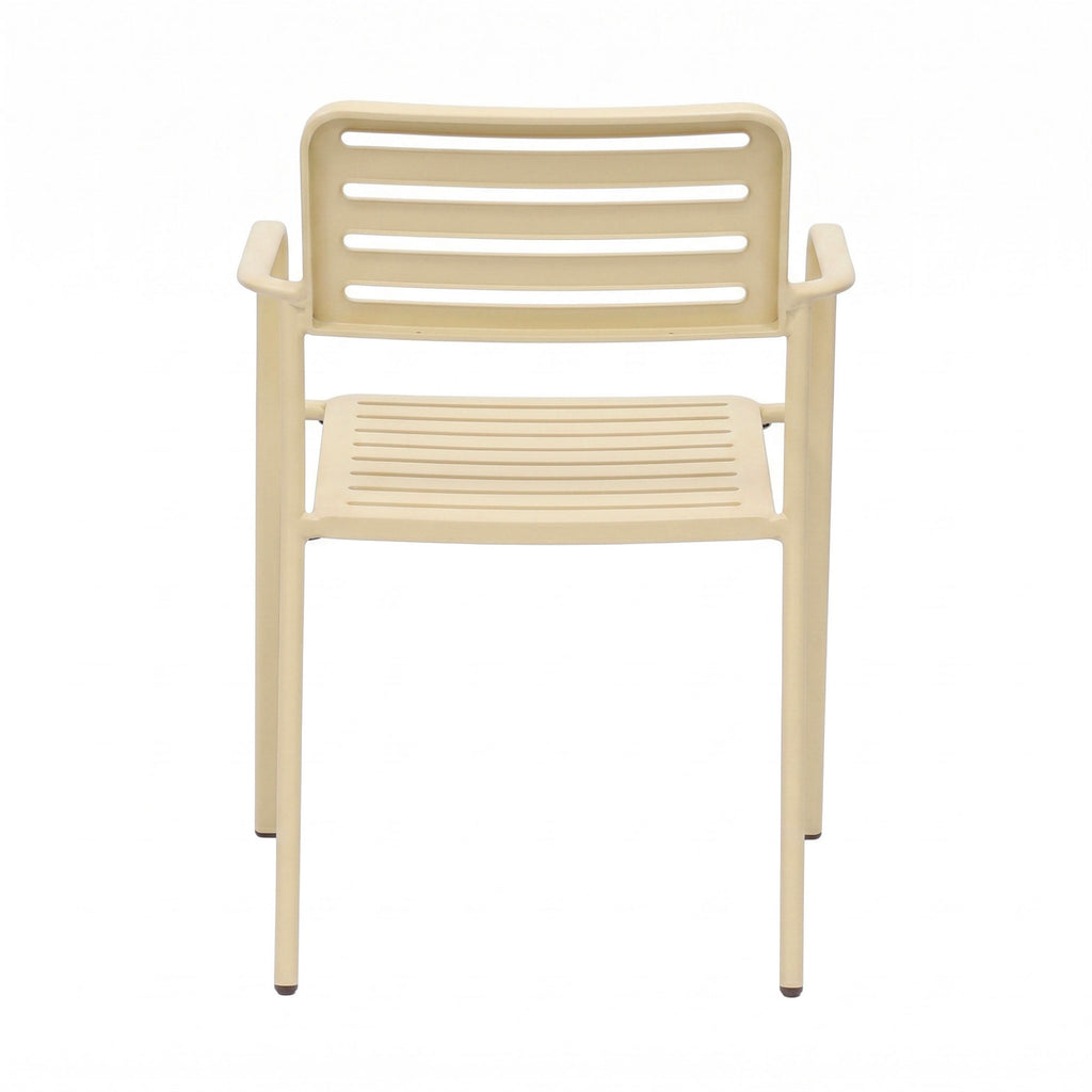 Baca - Table De Jardin + 4 Fauteuils Empilables En Métal - Crème
