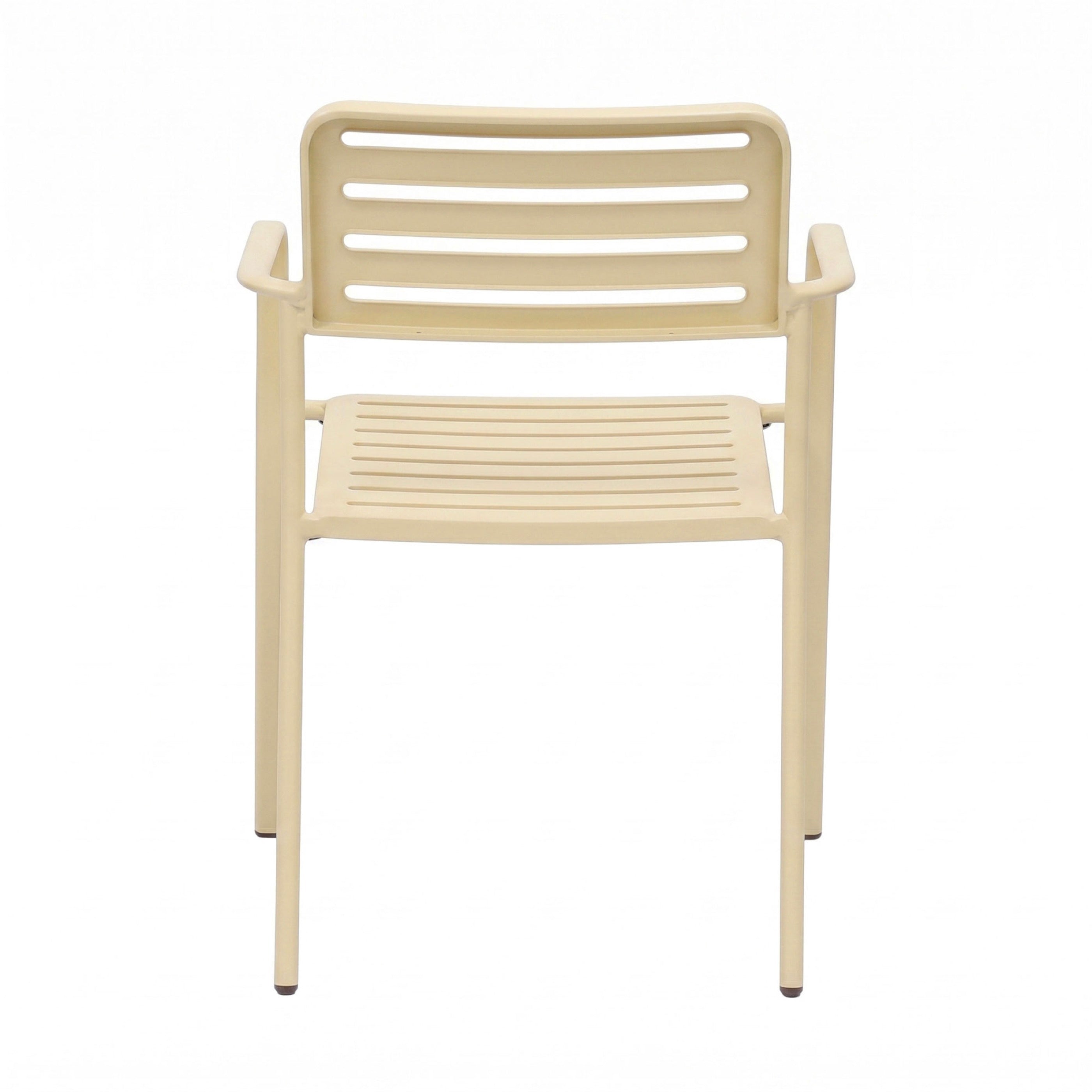 Baca - Table De Jardin + 4 Fauteuils Empilables En Métal - Crème