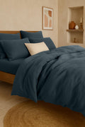 Pur - Federa Per Cuscino - 100% Garza Di Cotone Lavato - Blu Petrolio