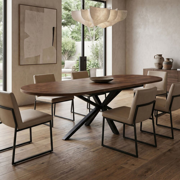 Venter - Table À Manger Ovale Extensible - Noyer