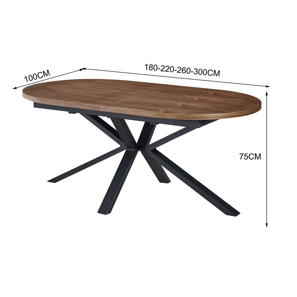 Venter - Mesa de comedor ovalada extensible - Nogal