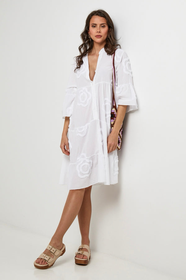 Vestido camisero - Blanco - Mujer