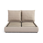 Judith - Lit Coffre Avec Tête De Lit Effet Oreiller - Tissu - Beige