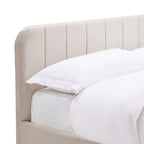 Aviala - Lit Coffre Latéral Avec Sommier + Tête De Lit - Velours - Beige