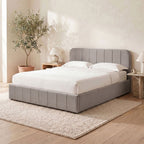 Aviala - Lit Coffre Latéral Avec Sommier + Tête De Lit - Velours - Taupe