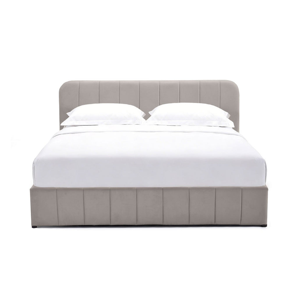 Aviala - Lit Coffre Latéral Avec Sommier + Tête De Lit - Velours - Taupe