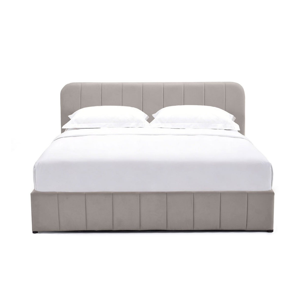 Aviala - Lit Coffre Latéral Avec Sommier + Tête De Lit - Velours - Taupe