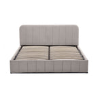 Aviala - Lit Coffre Latéral Avec Sommier + Tête De Lit - Velours - Taupe