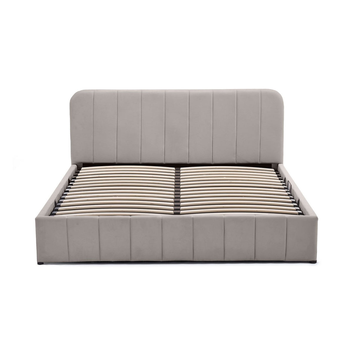 Aviala - Lit Coffre Latéral Avec Sommier + Tête De Lit - Velours - Taupe