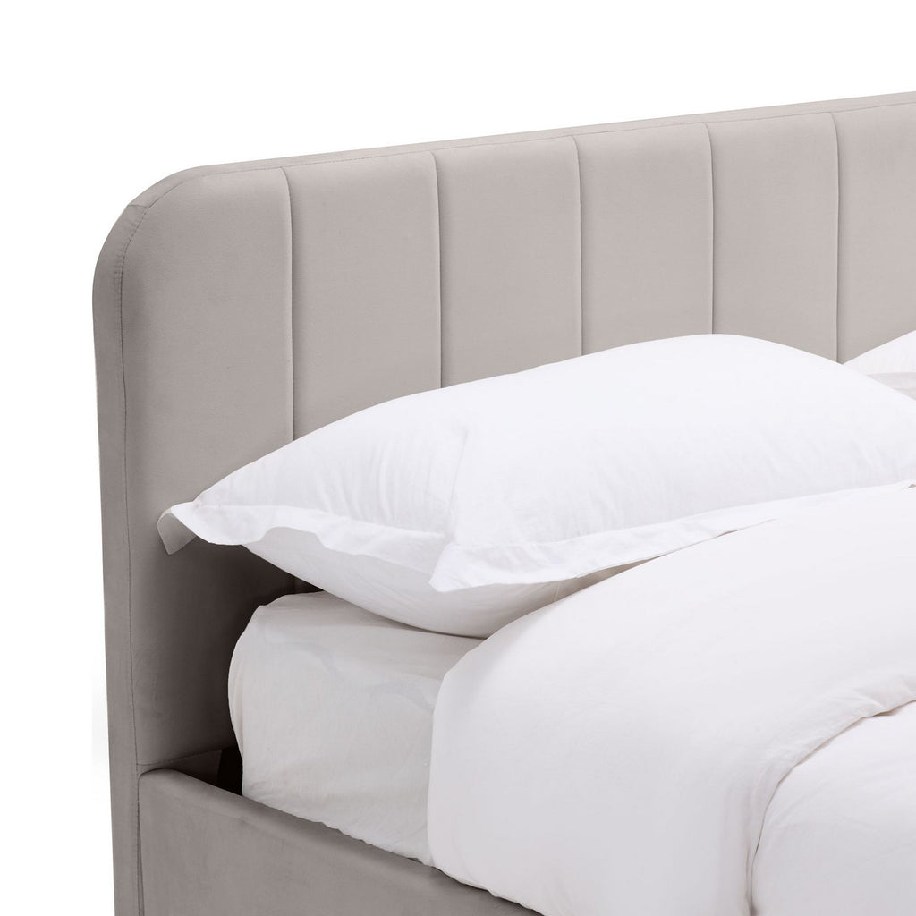Aviala - Lit Coffre Latéral Avec Sommier + Tête De Lit - Velours - Taupe