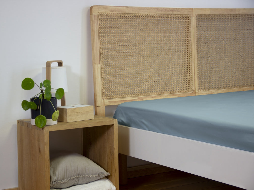 Estra - Draps Housse Bonnet - 100% Percale de Coton - Bleu Fumé