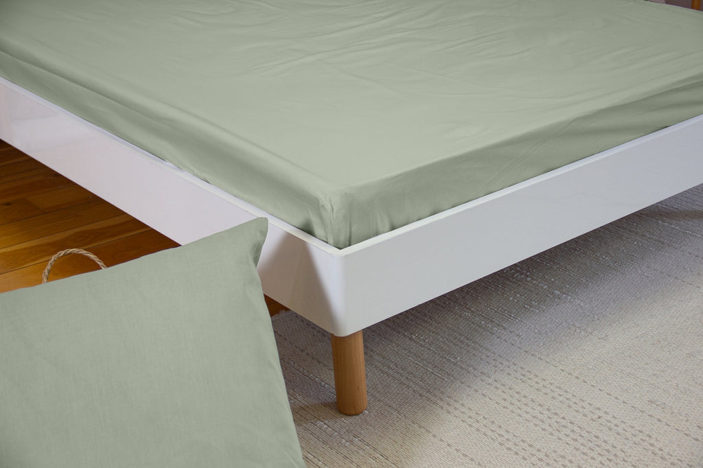 Estra - Deep Fitted Sheets - 100% Cotton Percale - Green - Sage