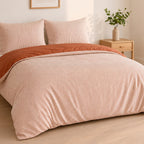 Milleray - Sengesæt + 2 Pudebetræk - Stribet Mini-Seersucker Terracotta - Polyester - Terrakotta