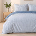 Milleray - Parures De Lit + 2 Taies - Mini-Seersucker Rayé - Polyester - Bleu Denim
