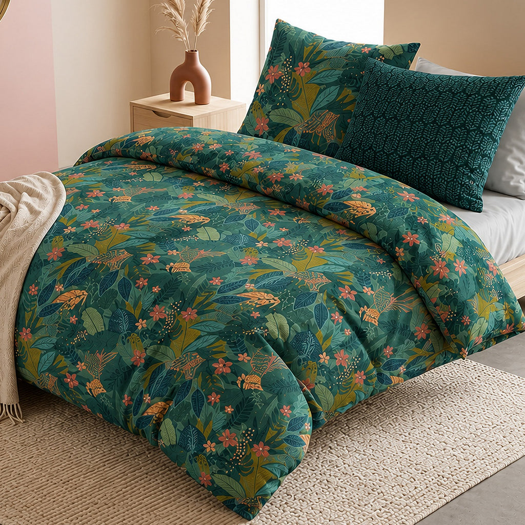 Zelya - Completi Letto Copripiumino 3 pz con 2 Federe 100% Percalle di Cotone 71 Fili - Percalle di Cotone 71 fili - Stampato