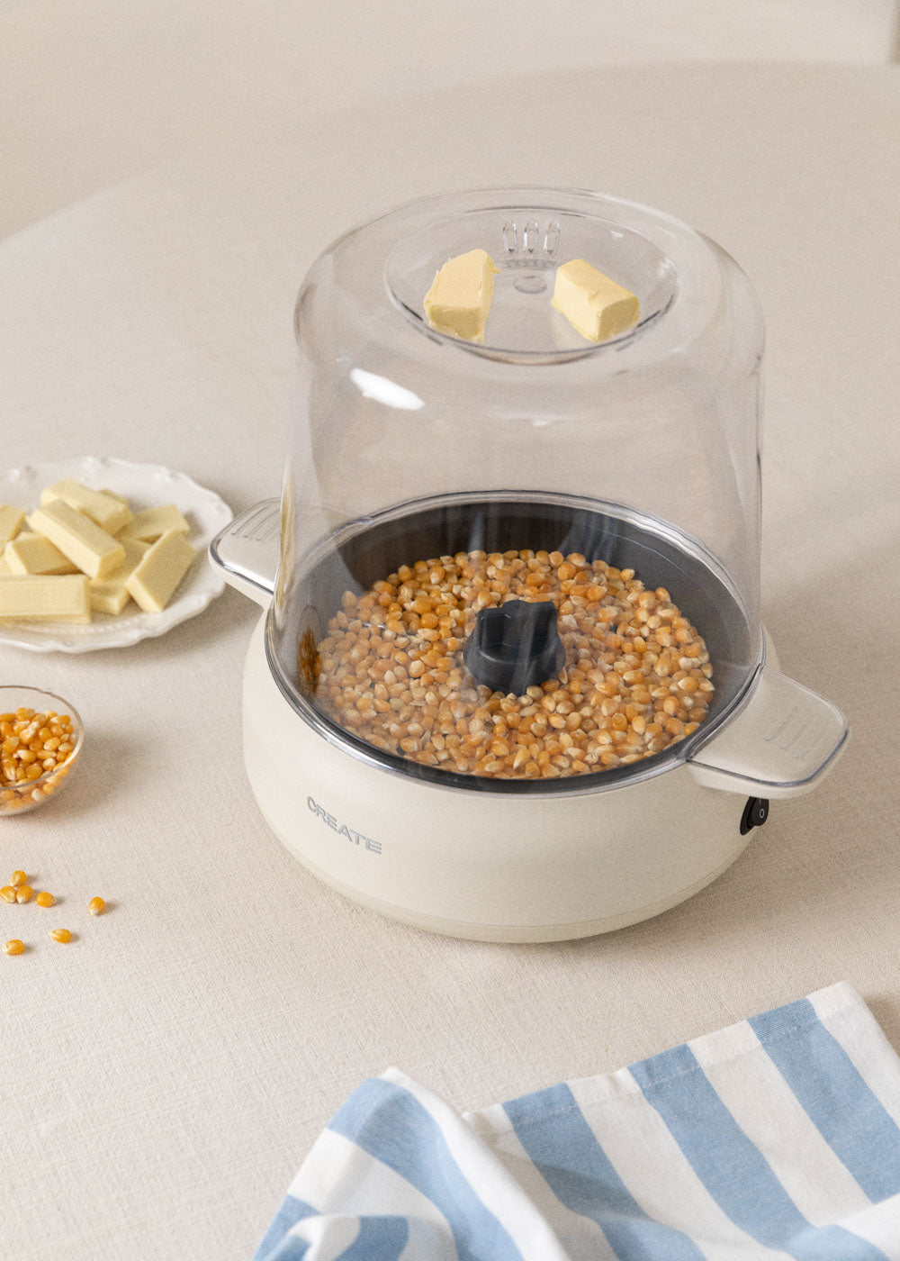 Popcorn Maker Studio - Machine À Pop-Corn Avec Option D'Éclatement Au Beurre - Blanc Cassé