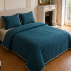 Nazim - Bedspread - Reversible Quilted Bedspread Bed Throw - Polyester - Navy Blue
