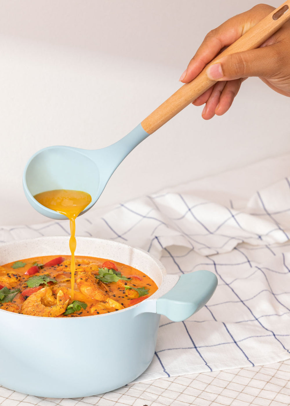 Kitchenware Studio - Ustensiles De Cuisine En Silicone & Bois - Bleu Pastel