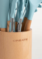 Kitchenware Studio - Ustensiles De Cuisine En Silicone & Bois - Bleu Pastel