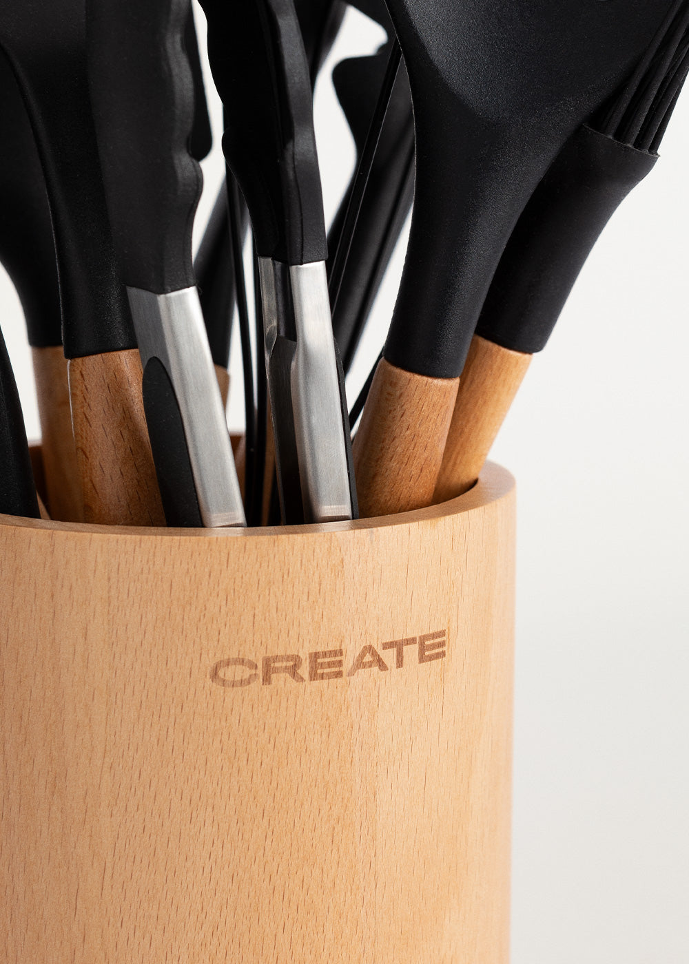 Kitchenware Studio - Ustensiles De Cuisine En Silicone & Bois - Noir