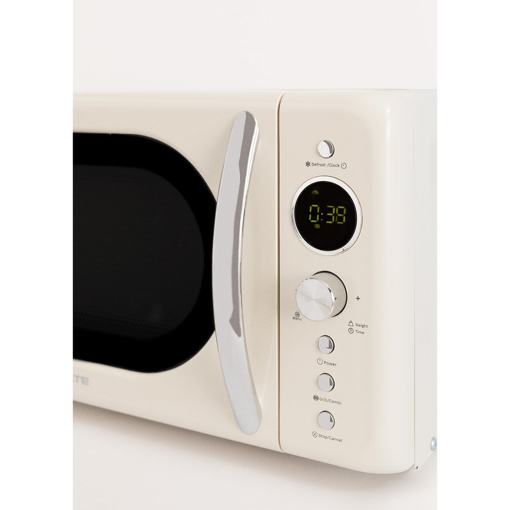 Retro Microwave - 900W Digital Grill Microwave - Off-White