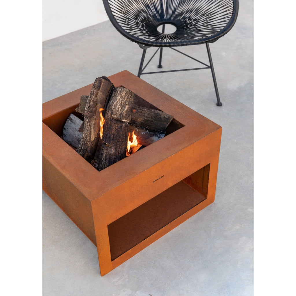 Fire Pit Cube - Square Outdoor Fire Pit in Corten Steel