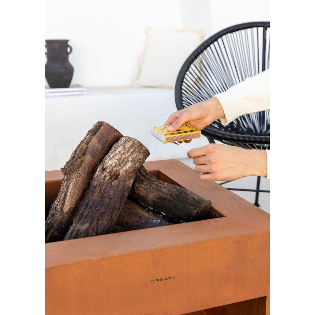 Fire Pit Cube - Square Outdoor Fire Pit in Corten Steel