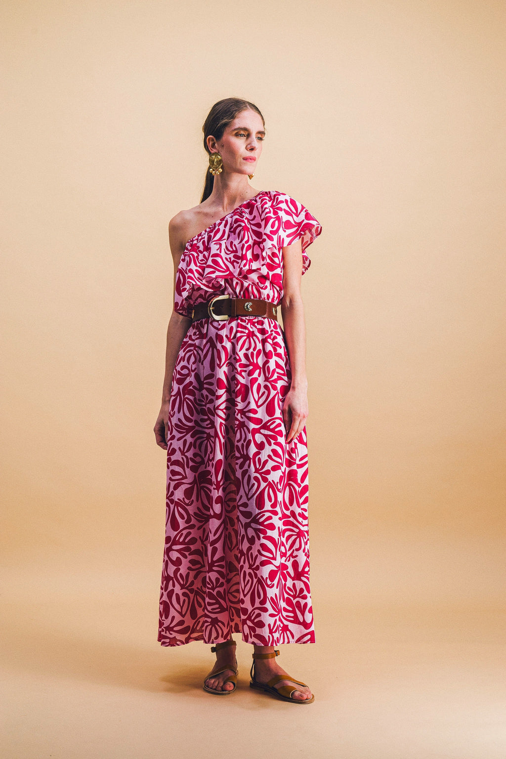 Vestido largo con aberturas Celeste