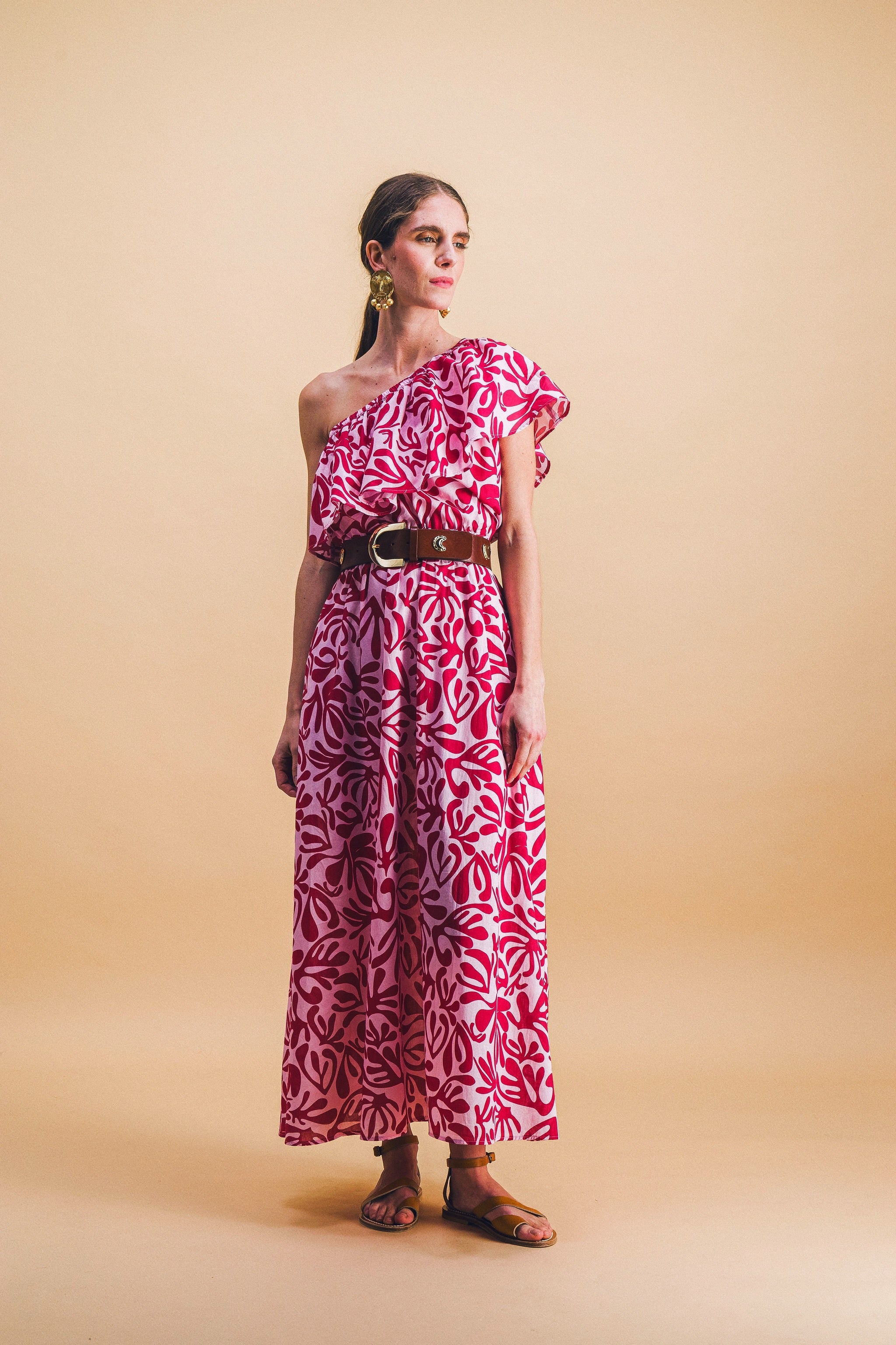 Vestido largo con aberturas Celeste