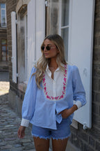Valeria Embroidered Shirt - Blue