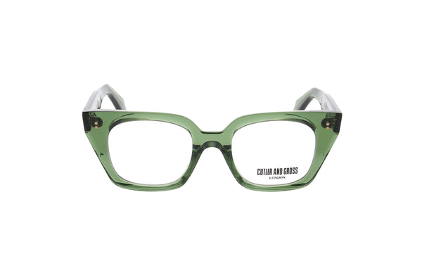 Luxury Eyewear – Okulary przeciwsłoneczne - Cutler And Gross, zielone okulary korekcyjne, kwadratowa oprawka, przezroczyste soczewki, widok z przodu