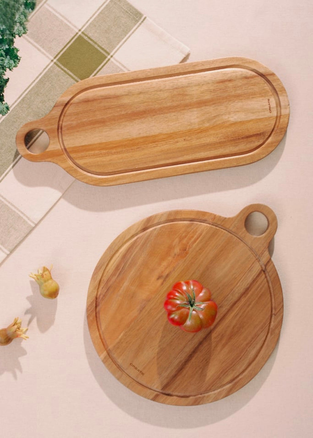 Kitchenware Essentials - Acacia Wood Chopping Boards - Pack of Two Boards