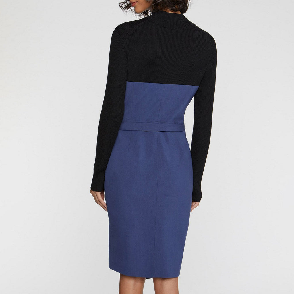Robe - Bleu Petrole Et Noir - Femme