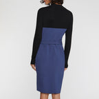 Robe - Bleu Petrole Et Noir - Femme