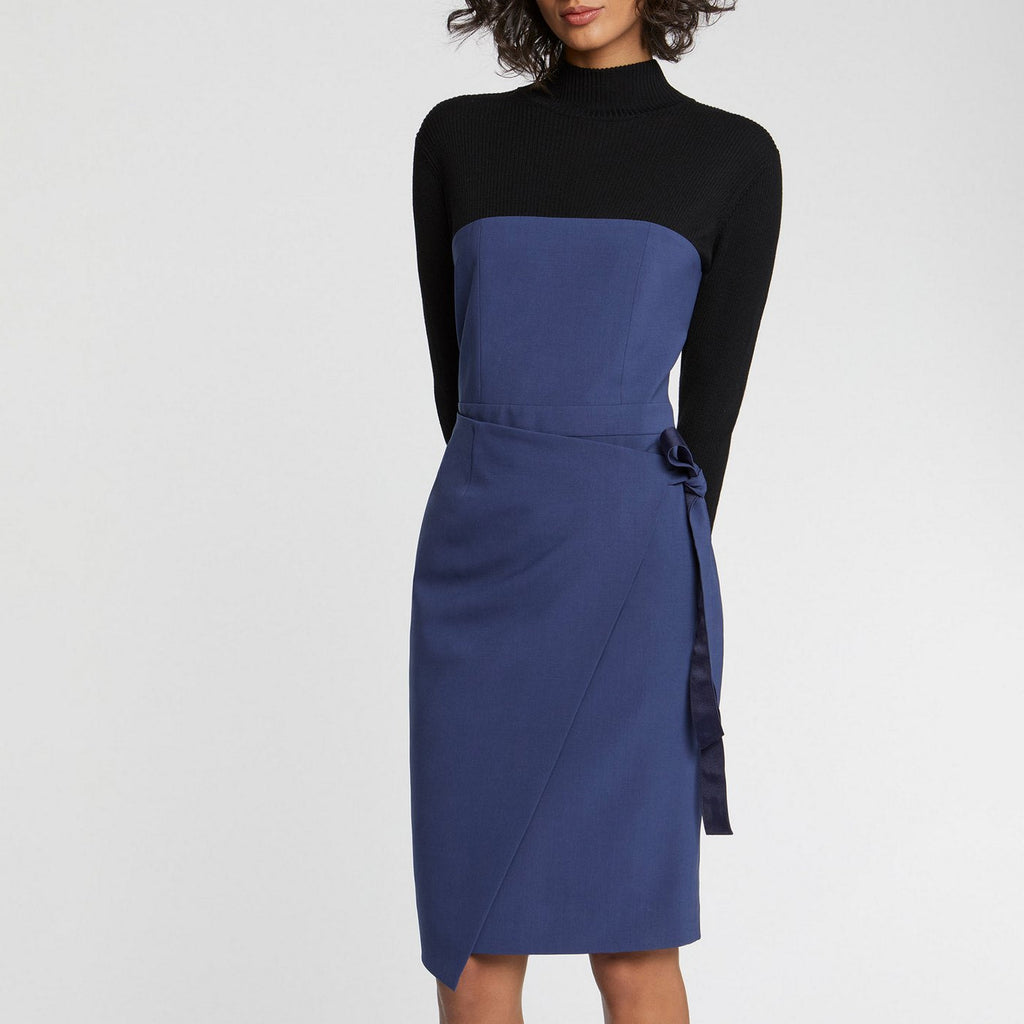Robe - Bleu Petrole Et Noir - Femme