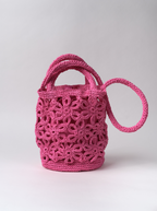 Bolso Flor Rafia Rosa