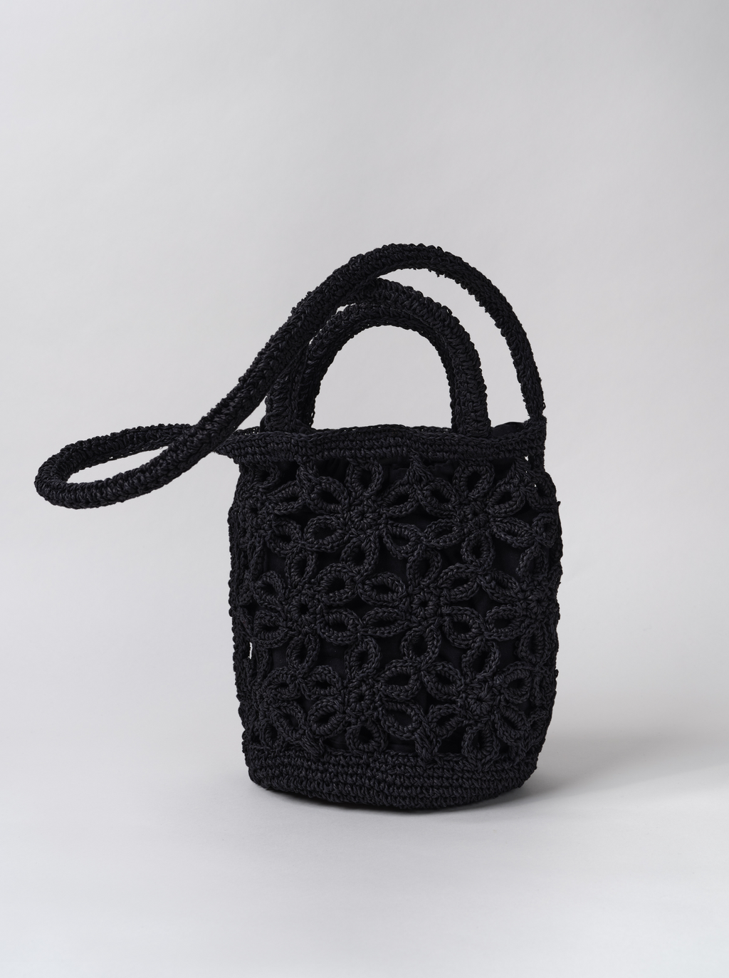 Bolso Flor Rafia Negro