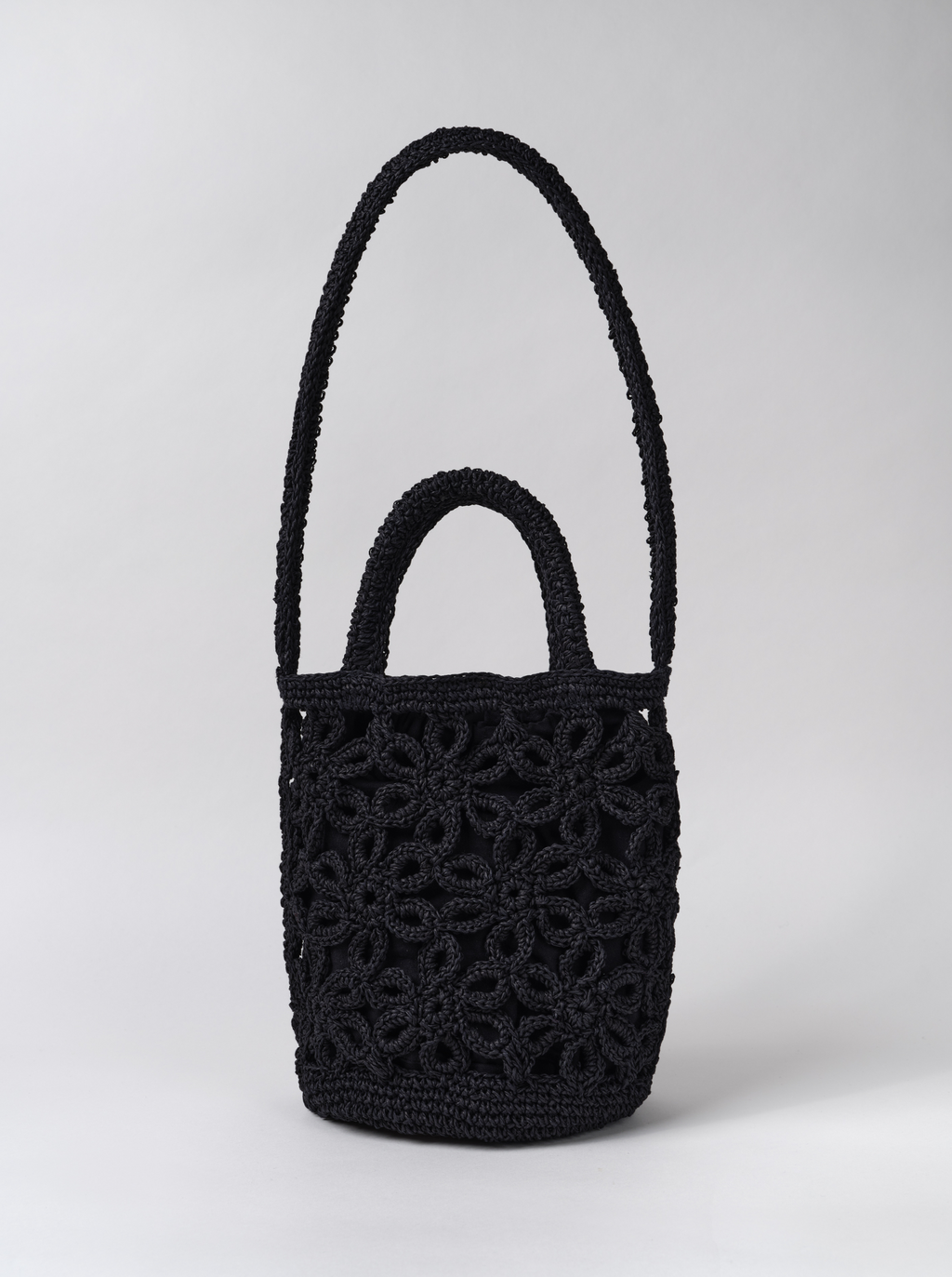 Bolso Flor Rafia Negro