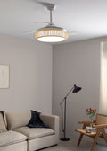 Wind Clear Rattan M - Ventilador De Techo Silencioso Aspas Retráctiles Con Iluminación LED - Ovalado