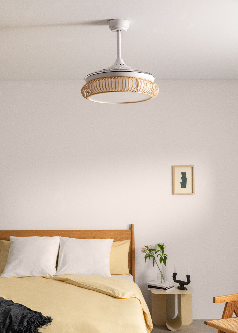 Wind Clear Rattan M - Ventilador De Techo Silencioso Aspas Retráctiles Con Iluminación LED - Con Wifi - Ovalado