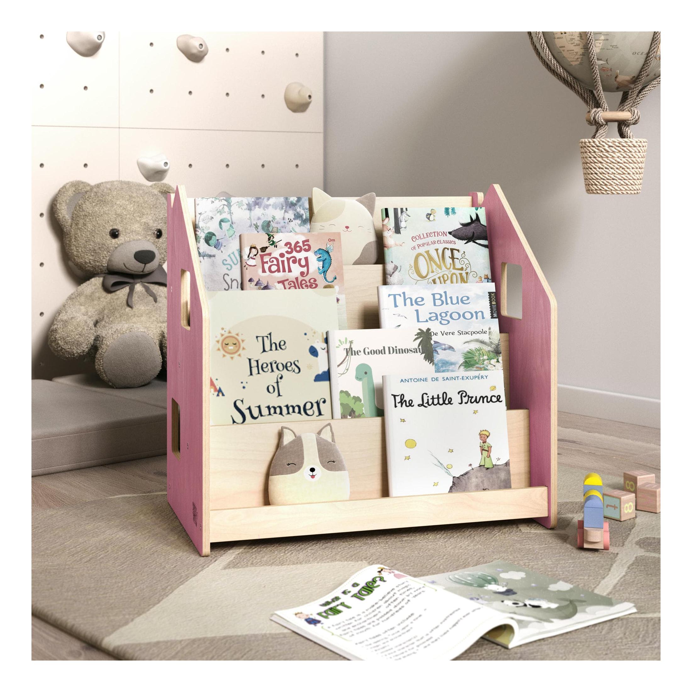 Bibliothèque Enfant – Bleu Clair & Rose