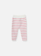 Striped Trousers - Ecru With Fuchsia Stripes