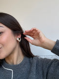 Boucles D’Oreilles Vintage - Cœurs Strass Et Cabochon Noir